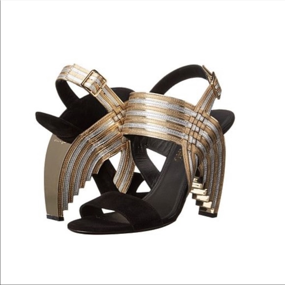 New! SALVATORE FERRAGAMO Lenny Mirror Sandals - Picture 3 of 16